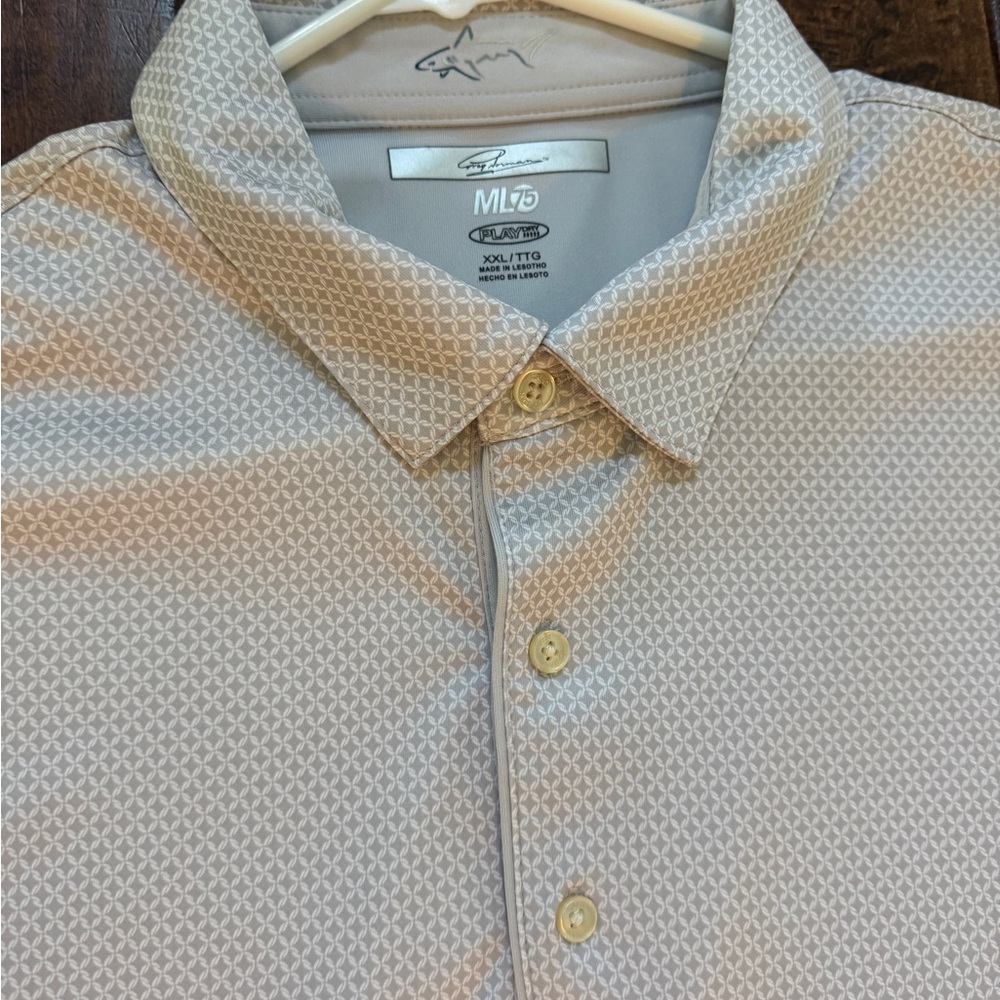 Greg Norman Collection Light Tan Geometric Button Down Shirt